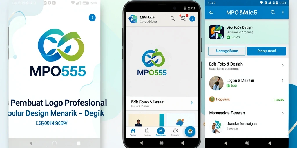 Antarmuka MPO555 yang sederhana dan modern untuk membuat logo.