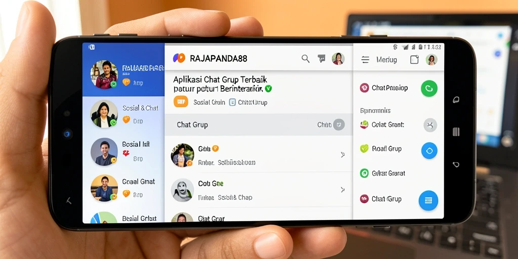 Tampilan antarmuka utama RAJAPANDA88 dengan fungsi Chat Grup.