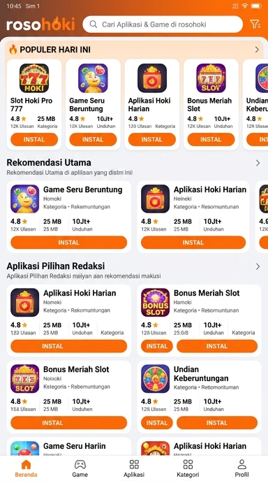 Tampilan katalog aplikasi rosohoki