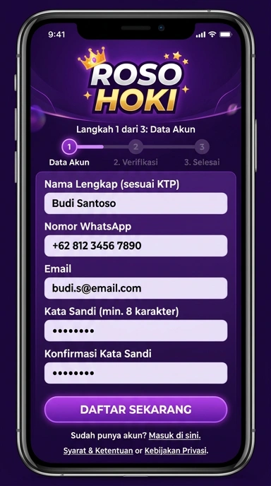 Tampilan halaman daftar rosohoki